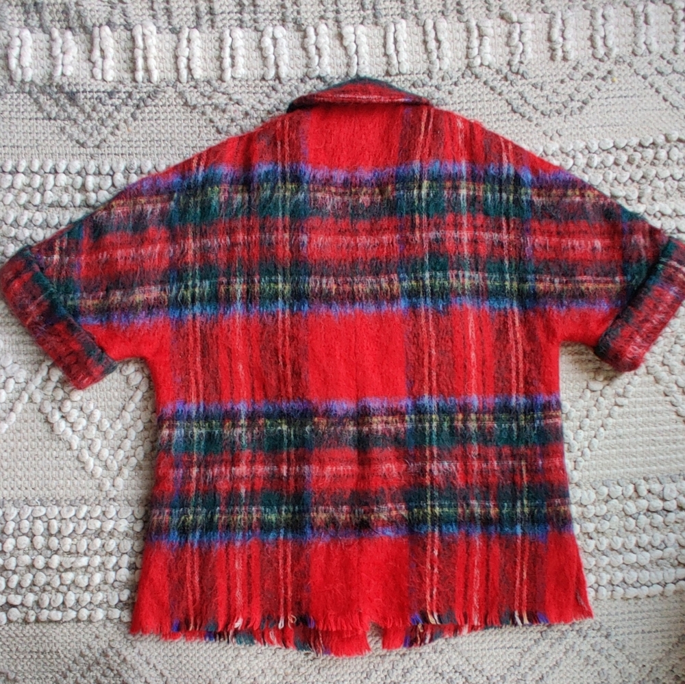 Vintage 1960s Andrew Stewart Mohair Open Cardigan In Scottish Plaid OS - Picture 3 of 5